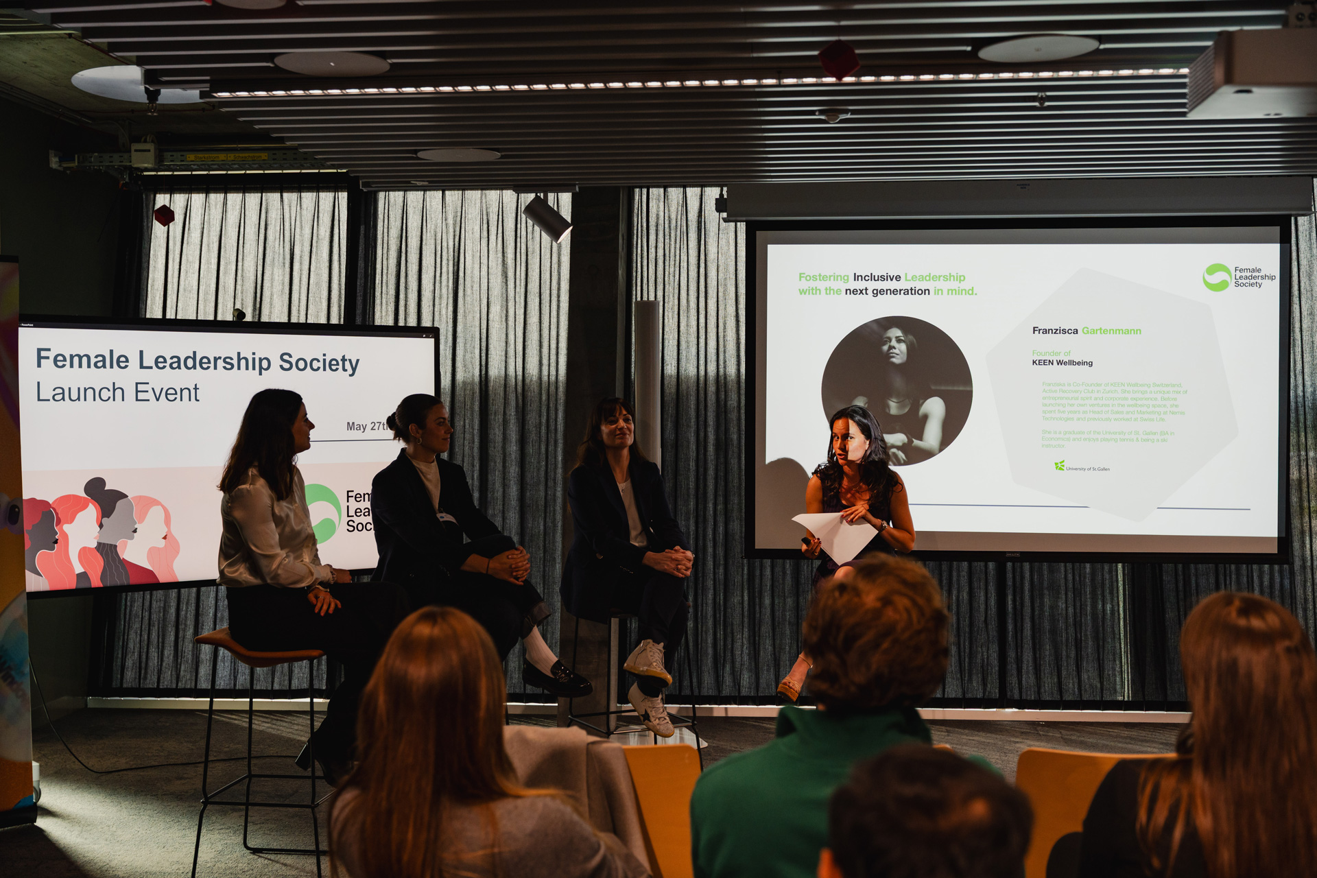 Female Leadership Society members networking at an event